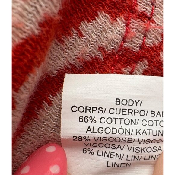 Lucky Brand Women's Red Patterned knit Blouse Medium long sleeves Pullover - Picture 3 of 6